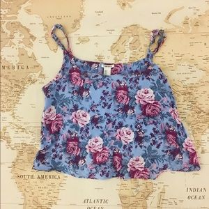 Forever 21 Blue Rose Cami Crop Blouse